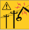 pictogram gevaar aanraking hoogspanningskabel
